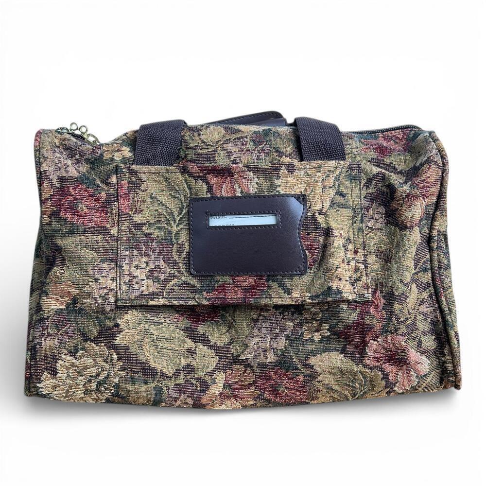 90s Pierre Cardin Floral Tapestry Handbag with Double Zipper